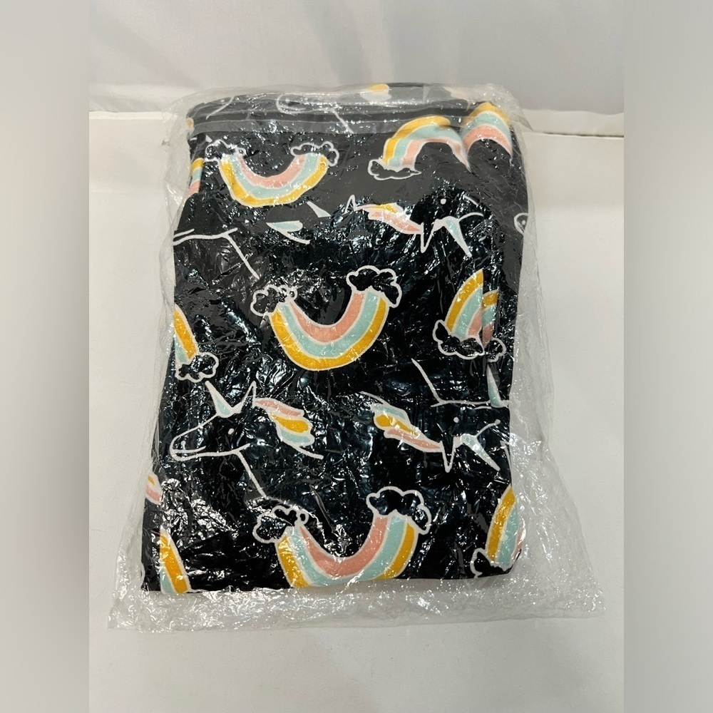 LuLaRoe Black Unicorns & Rainbows Leggings, still in package Tall & Curvy Size